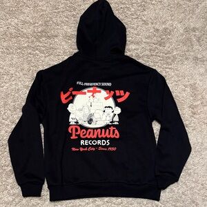 Peanuts Black Hoodie Sweatshirt Mens Small
